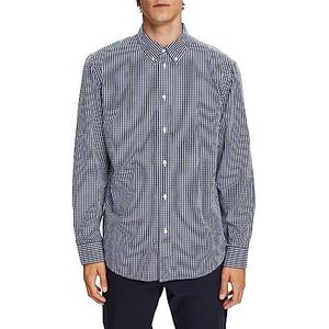 ESPRIT Button-down overhemd met Vichy-patroon, 100% katoen, Donkerblauw, L