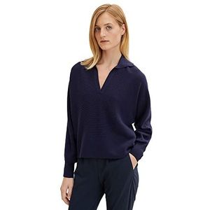 TOM TAILOR Dames polo trui 1032621, 30025 - Navy Midnight Blue, S