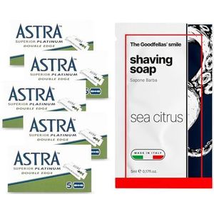 25 scheermesjes ASTRA Platinum + 1 monster scheerzeep The Goodfellas' smile Sea Citrus