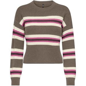 Onlibi Ls Stripe O-Neck Cc KNT, fossiel, M