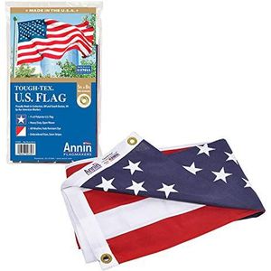 Amerikaanse vlag 5x8 ft. taai--Tex de sterkste langste duurzame vlag van Annin Flagmakers, 100% gemaakt in USA met genaaide strepen, geborduurde sterren en messing grommets. Model 2730