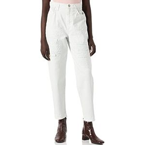 Pinko - Jeans - Wit - Katoen - Straight Fit - Distressed Details