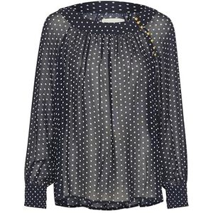 Part Two - Lajapw - Shirt - Dark Navy Dot - Relaxed Fit - Lange Mouwen