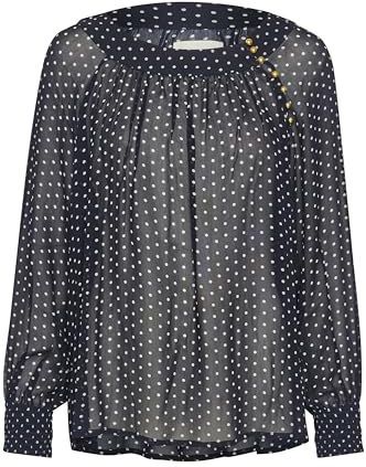 Part Two - Lajapw - Shirt - Dark Navy Dot - Relaxed Fit - Lange Mouwen