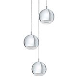 EGLO Conessa ledhanglamp met 3 fittingen, moderne hanglamp van metaal en kunststof, eetkamerlamp in chroom, helder, hangende woonkamerlamp met GU10-fi