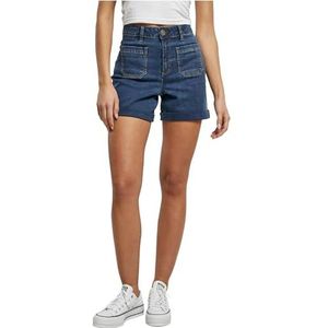 Urban Classics Dames vintage denim short Korte broek blauw 29