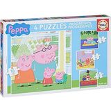 Educa Peppa Pig | Set van 4 progressieve puzzels voor kinderen van 6 tot 12 stukjes. Afmetingen gemonteerd: 16 x 16 cm. Aanbevolen vanaf 3 jaar (15918)