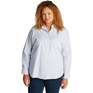 Tommy Hilfiger Dames CRV Stripe Regular Shirt L/S, Klassieke Shirting Stp/Vessel Blauw, 48