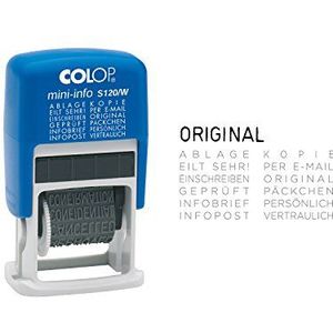 COLOP Woordbandstempel S120/W - bevat 12 verschillende teksten in één stempel, 6,80 x 2,60 x 4,60 cm