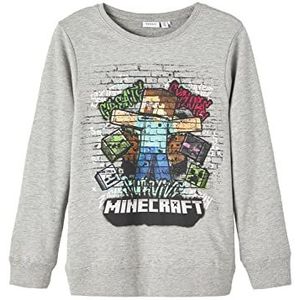 NAME IT Nkmdimy Minecraft Sweat Bru Bio sweatshirt voor jongens, gemengd grijs, 116 cm