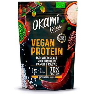 Okami Bio | erwteneiwit, rijst, cacao en algarroba | veganistisch eiwit | verhoogt de energie | 500 g