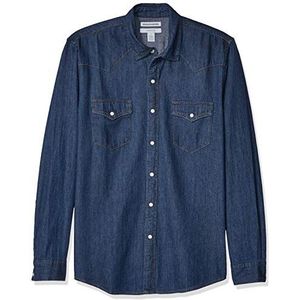 Amazon Essentials Slim fit Denim Shirt met lange mouwen, Medium Blauw, L