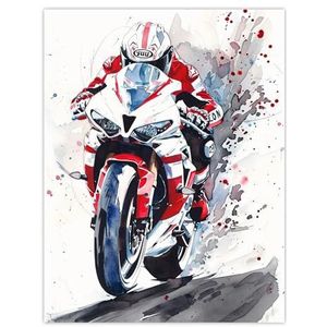 Artery8 Superbike Motorcycle Rider Race Sport Watercolour Man Cave Large Wall Art Poster Print Thick Paper 18X24 Inch