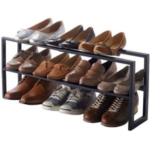 Extendable shoe rack 2 tier - Line - black