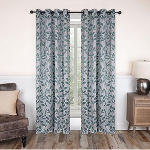 Superior Verduisterende gordijnen, kamerverduisterend raamaccent voor slaapkamer, zonwering, thermische, moderne Boheemse gordijnen, bladcollectie, set van 2 panelen, staafzak - 132 x 213 cm,