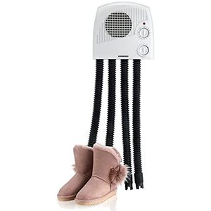 Melissa 16540012 Schoenendroger, elektrisch, laarswarmer, rubberen laarzen, wandelschoenen, skischoenen, verwarming met blazer en timer voor 2 paar schoenen/handschoenen, wit