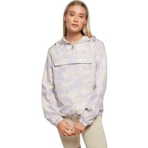 Urban Classics Dames windbreaker om over te trekken met capuchon voor vrouwen, dames camo pull over jas verkrijgbaar in vele kleurvarianten, maten XS - 5XL, Lilaccamo, 4XL