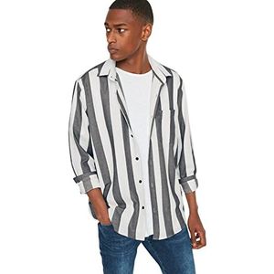 Trendyol Heren Man Regular Fit Basic Kraag Geweven Shirt, Indigo, XL