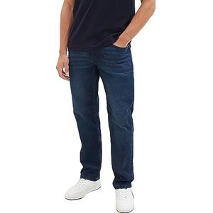 TOM TAILOR Marvin Straight Jeans voor heren, 10134 - Blue Denim Dark Wash, 32W x 36L