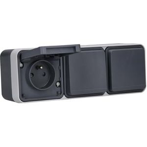 Stekkerdoos - 3-voudig - Horizontaal - IP55 - Met Verhoogde Aanraakbescherming