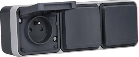 Stekkerdoos - 3-voudig - Horizontaal - IP55 - Met Verhoogde Aanraakbescherming