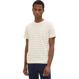TOM TAILOR Uomini T-shirt 1035540, 31212 - Off White Navy Small Stripe, L