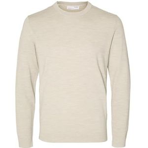 SELETED HOMME SLHTOWN Merino Coolmax Knit Crew NOOS, Fog/Detail: melange, S