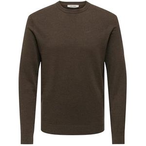ONLY & SONS - ONSLOUI REG 12 - Gebreide Trui - Coffee Bean - Regular Fit
