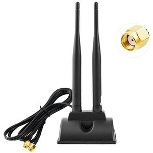 Vecys 2.4G /5G/ 5.8G Dubbele Frequentie WiFi Antenne MIMO Omnidirectionele Signaalversterker Magnetische Basis 6dBi RP-SMA Adapter 1.2M 3.9ft voor PCIE Netwerk Wifi Kaart Router Externe Antenne