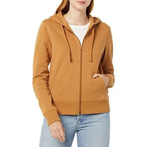 Amazon Essentials Women's Fleecetrui van Franse badstof met volledige ritssluiting (verkrijgbaar in grote maten), Donker camel, XXL