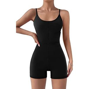 AUTOMET Jumpsuits voor dames, eendelige rompers, sexy shorts, bodysuits, trainingssets, modieuze kleding, zomersportoutfits, Zwart, XL