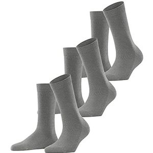 FALKE Dames Sokken Family 3-Pack W SO Katoen Dun eenkleurig Multipack 3 Paren, Grijs (Greymix 3399) nieuw - milieuvriendelijk, 39-42