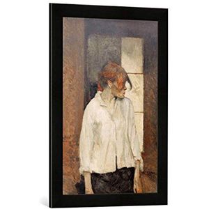 Ingelijste afbeelding van Henri de Toulouse-Lautrec A Montrouge-Pink la Rouge, kunstdruk in hoge kwaliteit handgemaakte fotolijst, 40x60 cm, mat zwart