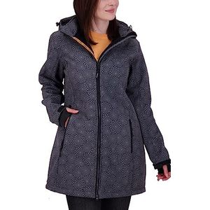 Deproc Active KEELE Peak Gevoerde softshelljas voor dames, korte jas met afneembare capuchon, softshelljas, overgangsjas, Black Print, 40