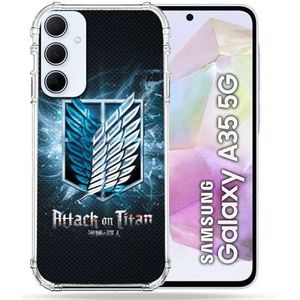 Cokitec Versterkte hoes voor Samsung Galaxy A35 5G Manga Attack Titans Zwart