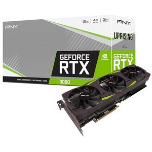 PNY VCG308012LTFMPB GeForce RTX 3080 12GB XLR8 Gaming EPIC-X RGB UPRISING Triple Fan Graphic Card LHR,zwart