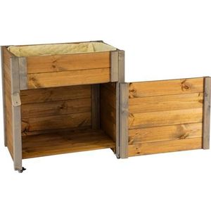 dobar® Green Label Rolbare tuinkast met plantenbak incl. schapenwol Gr. M - 60 x 40 x 62 cm - grijs-bruin