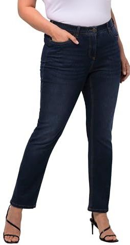 Ulla Popken Dames Jeans, Blau (Bleached 92), 48