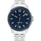 Tommy Hilfiger Analoge quartz horloge voor heren met zilveren roestvrijstalen armband - 1710487, Blauw, armband