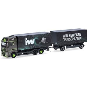 Herpa vrachtwagen model MAN TGX GX Wechselkoffer-Hängerzug ""IW/Wir bewegenDeutschland"" (Sachsen/Leipzig), schaal 1:87, voor diorama, modelbouw, verzamelobject, Made in Germany, kunststof