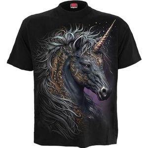 Spiral Celtic Unicorn T-shirt zwart M 100% katoen Basics, Dieren, Eenhoorn, Rock wear