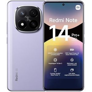 Xiaomi Redmi Note 14 Pro+ 5G smartphone, 8+256GB, purple, 200MP pro-grade AI camera, IP68, 120W HyperCharge, AI features (oplader niet inclusief)