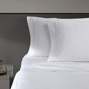 Vera Wang - Queen Sheet Set, luxe satijn katoenen beddengoed, 800 draadtelling, zacht en glad huisdecor (wit, koningin)