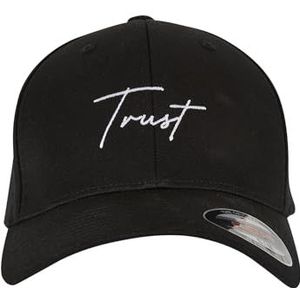 Mister Tee Unisex Cap Trust Flexfit Wooly Combed, Unisex Flaxfit Cap met voorsteek, maten XS/S - XXL, Blk/Blk, L/XL