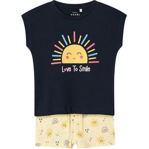 NAME IT Nmfvigea Capsl Top Shirt Set voor meisjes, Dark Sapphire/Print: Love To Smile, 92 cm