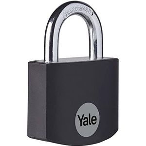 Yale Aluminium hangslot YE3B/25/112/1/BK zwart, behuizing 25 mm, stalen boog, 3 sleutels