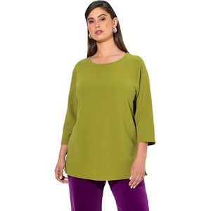 Ulla Popken Dames grote maten grote maten plus size sweatshirt, dwarsribben, ronde hals, 3/4-mouw, avocadogroen., 46-48