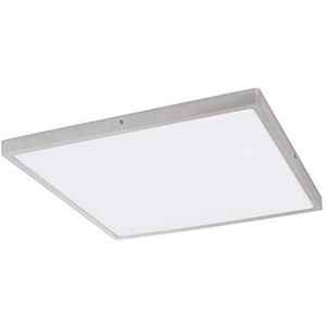 EGLO LED plafondlamp Fueva 1, 1 lichtpunt, plafondlamp, materiaal: aluminium, kunststof, kleur: zilver, wit, L: 50x50 cm, warm wit