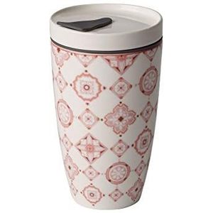 like. by Villeroy en Boch To Go Rosé Coffee-to-go beker, 2-delig, 350 ml, premium porselein/siliconen, wit/roze