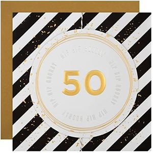 Hallmark 50e verjaardagskaart - Stijlvol hellend gestreept patroon ontwerp